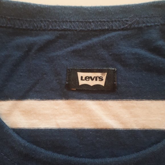 Levi’s Skateboarding Stripe T Shirt Navy Blue White Medium - Picture 2 of 5